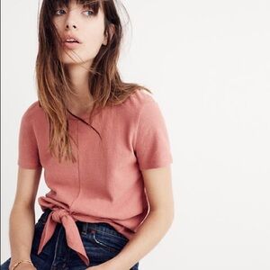 Madewell Texture & Thread Pink Tie-Front Top​